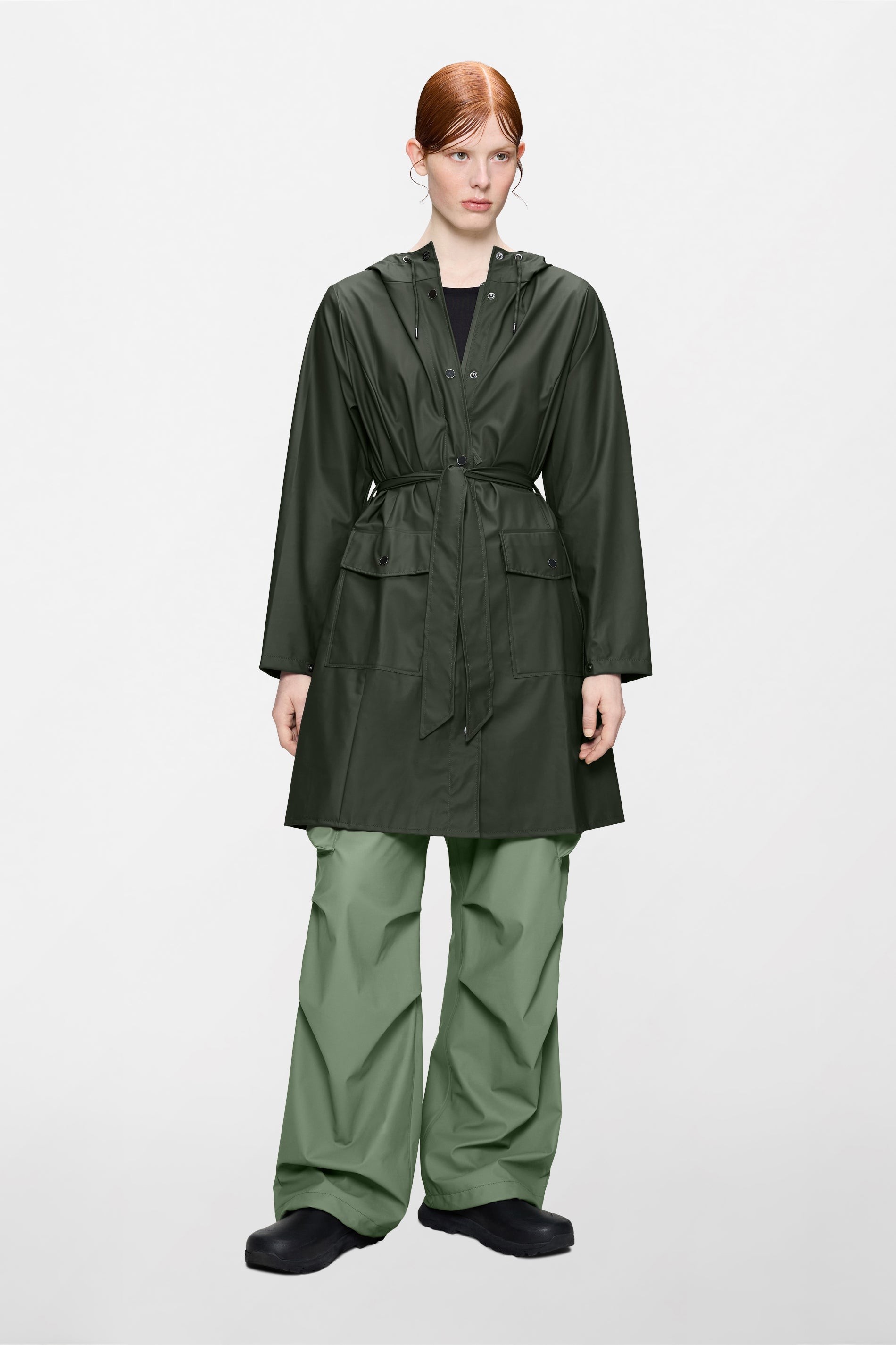 RAINS Curve Long Jacket
Green Jacket