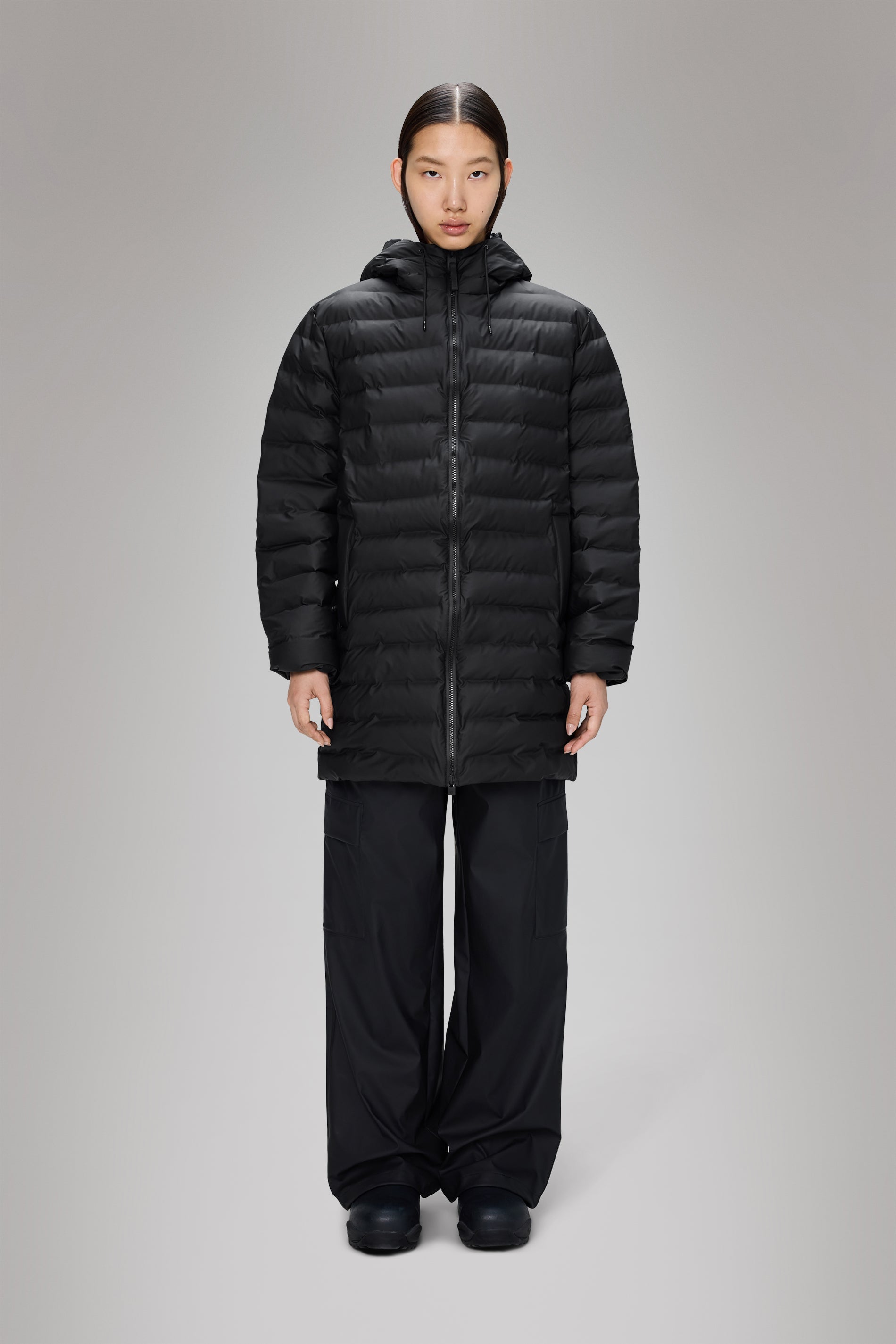 RAINS Lohja Long Puffer Jacket Black Jacket