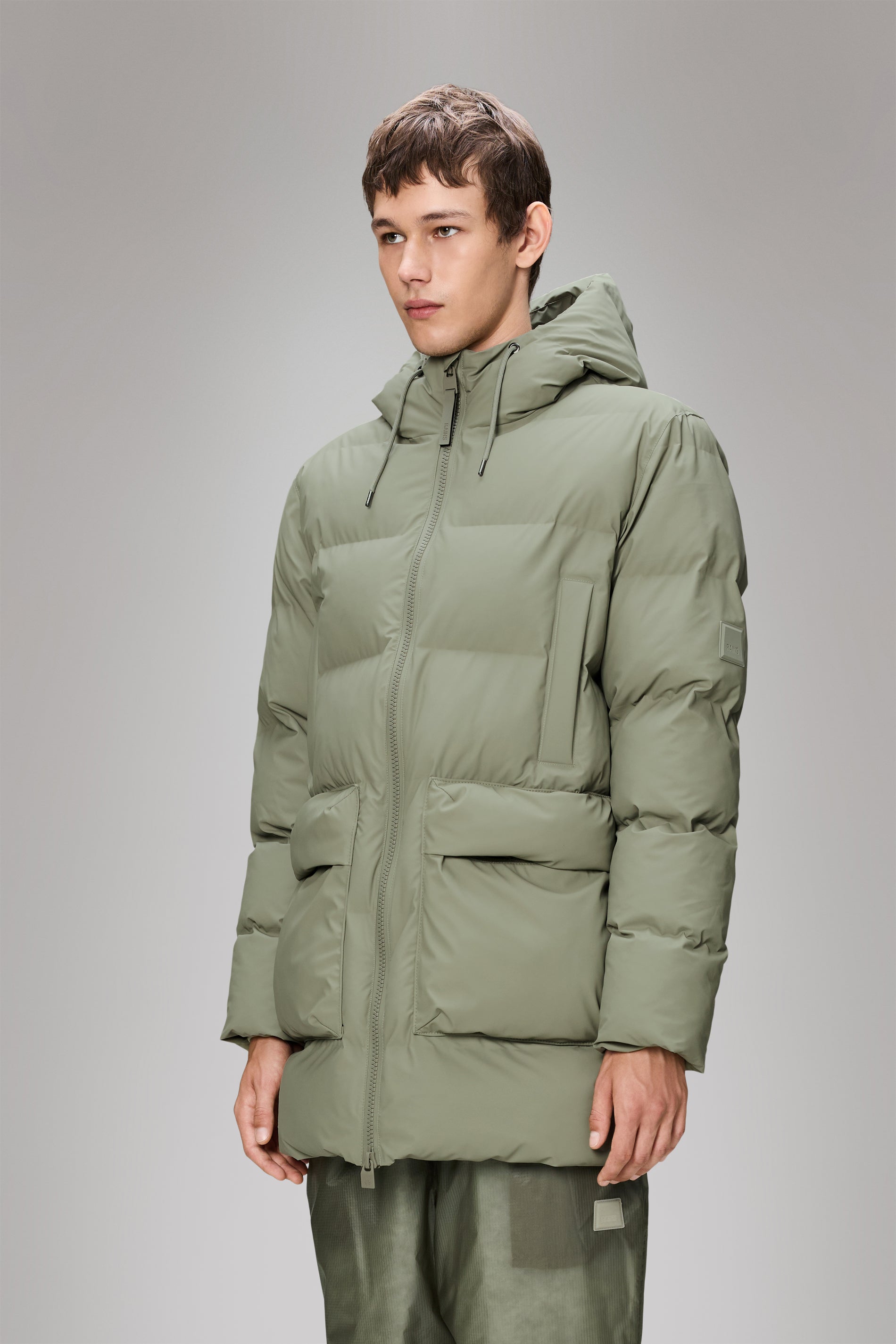 Rains Alta Long Puffer Cargo Jacket Drift Jacket
