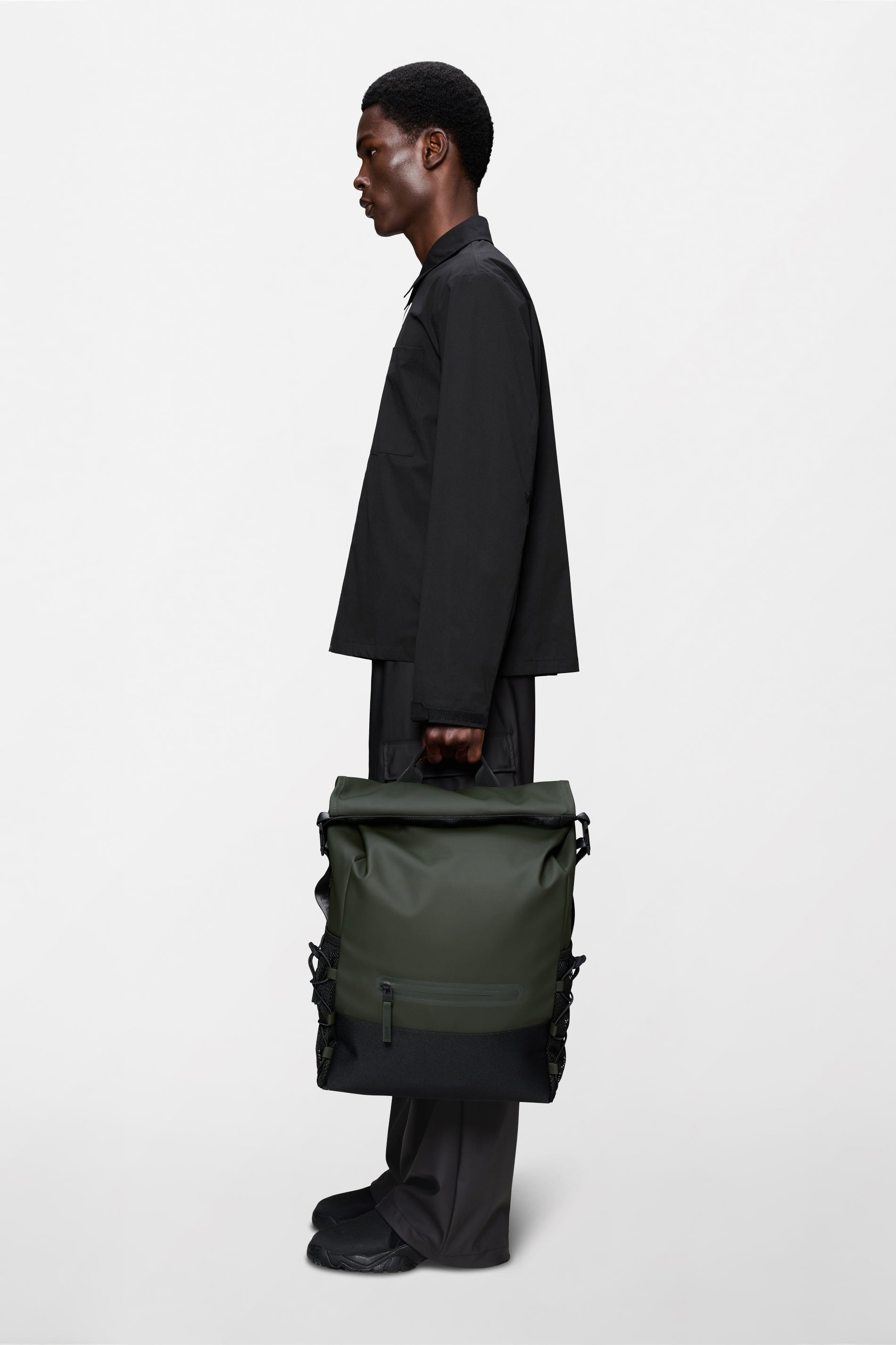 RAINS Trail Mountaineer Rolltop Green Backpack