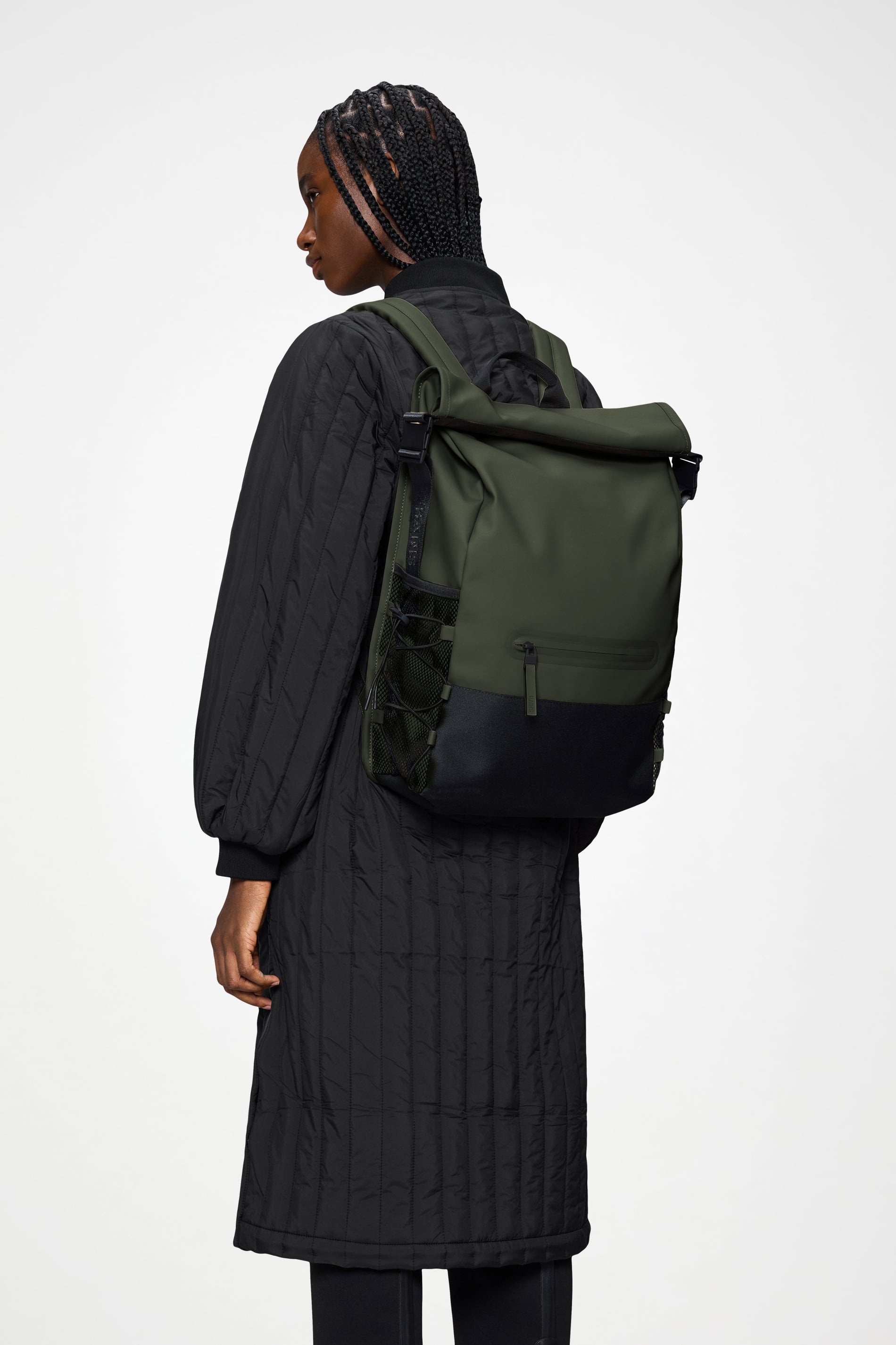 RAINS Trail Mountaineer Rolltop Green Backpack