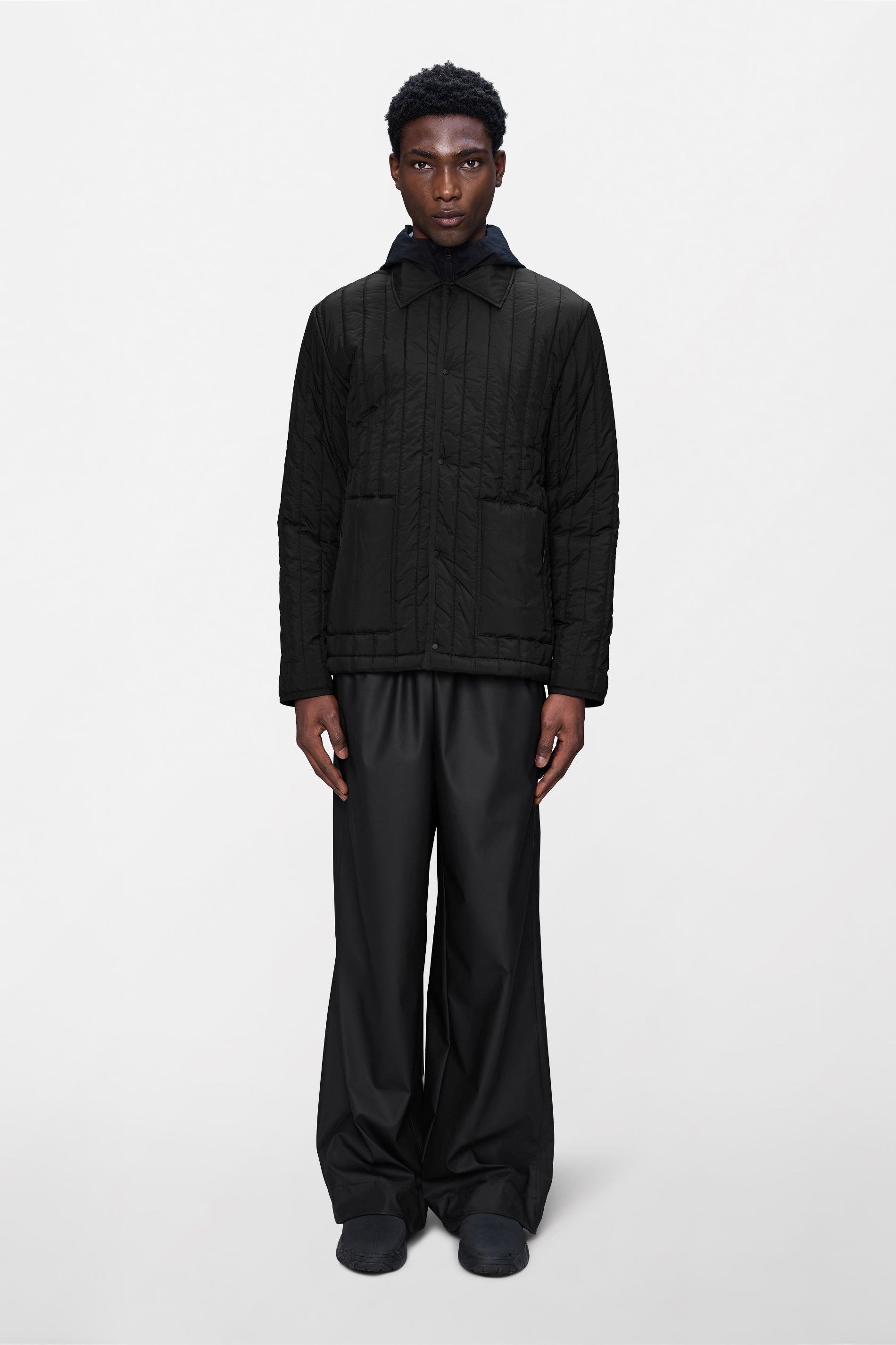 RAINS Banja Liner Overshirt Black Long Sleeve