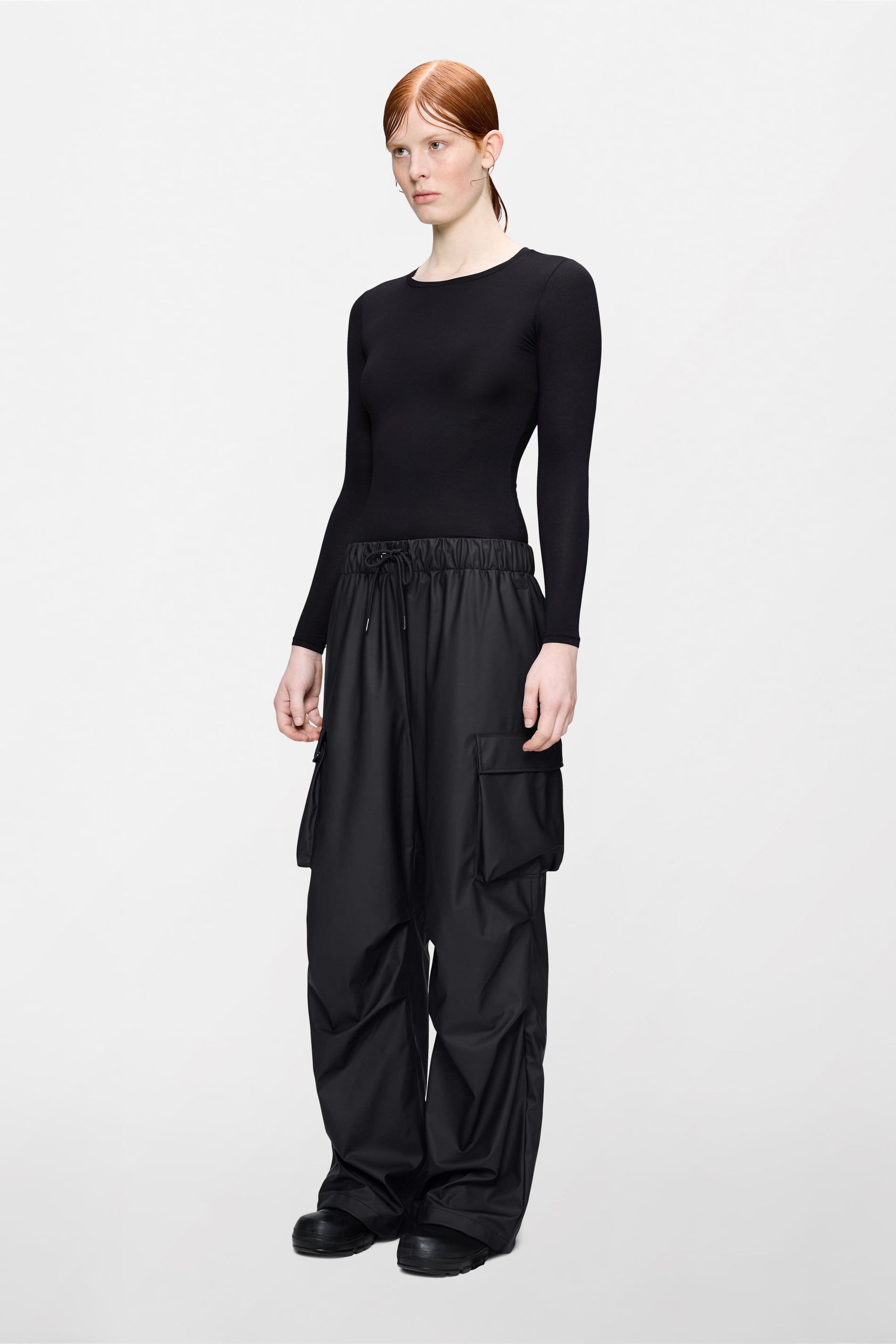RAINS Pocket Rain Pants Wide Black Pants