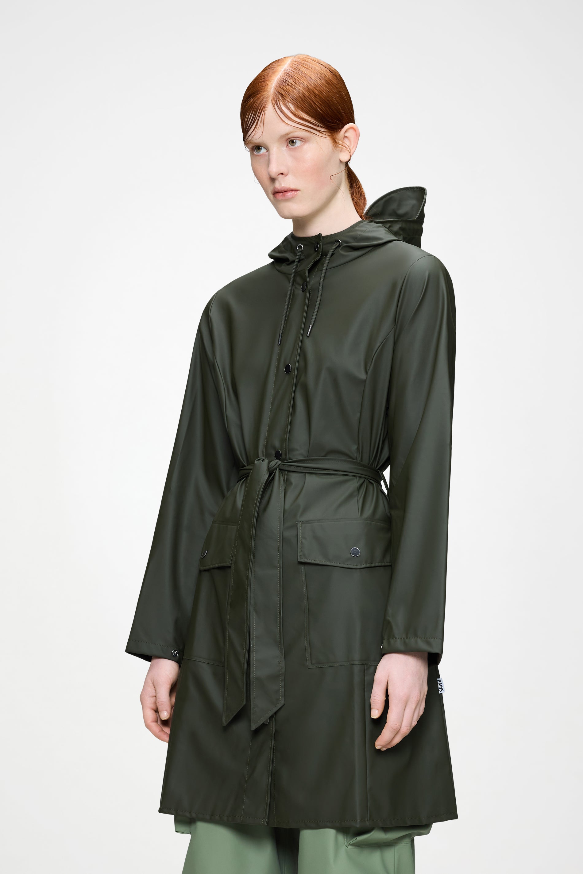 RAINS Curve Long Jacket
Green Jacket