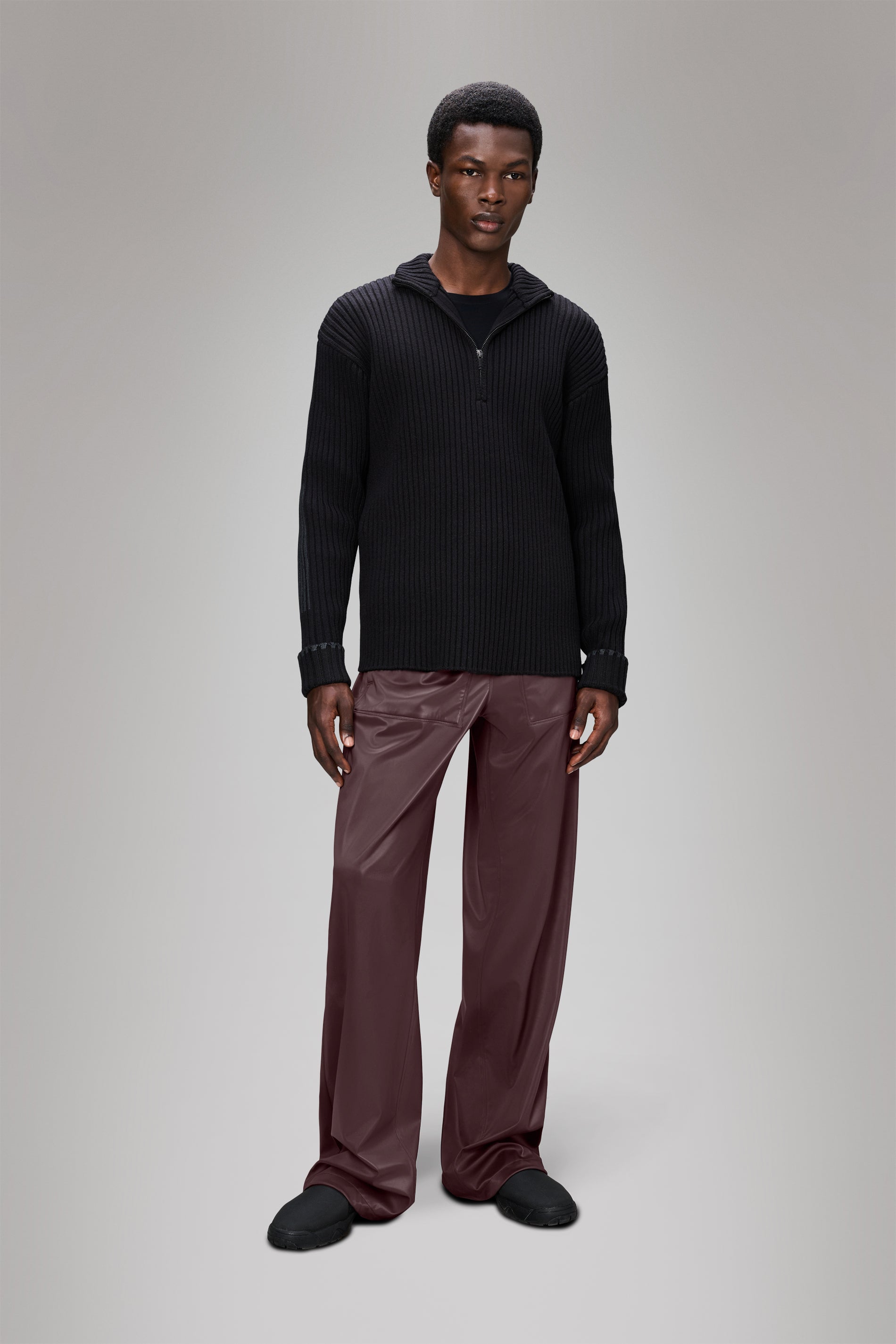 RAINS Sapa Half Zip Knit Black Long Sleeve