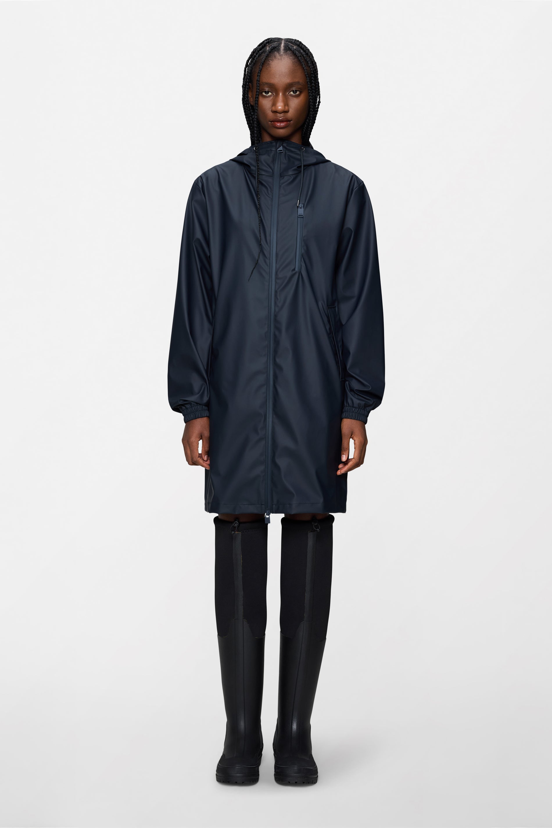 RAINS Long Storm Breaker Navy Jacket