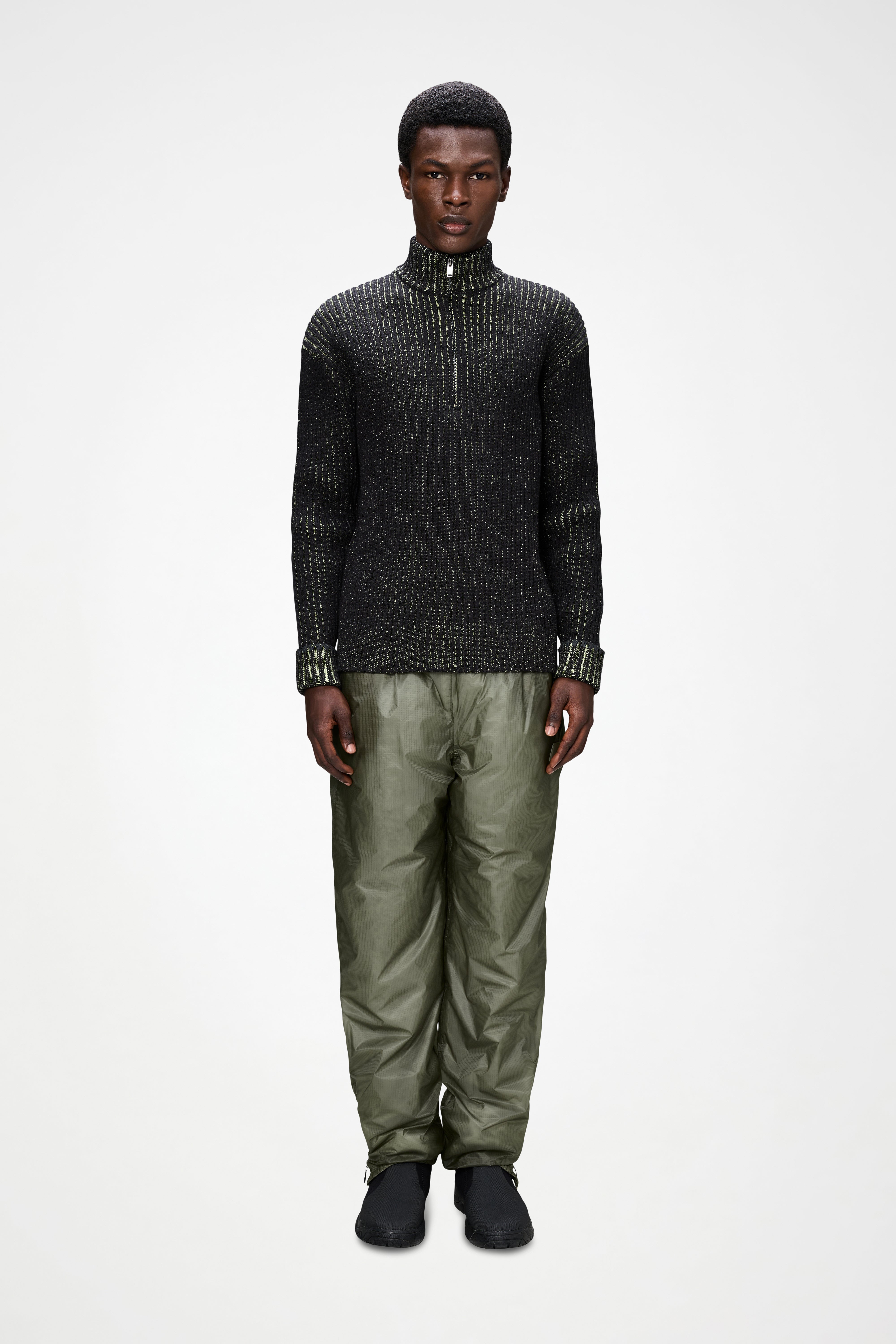 RAINS Sapa Half Zip Knit Black/Acid Long Sleeve