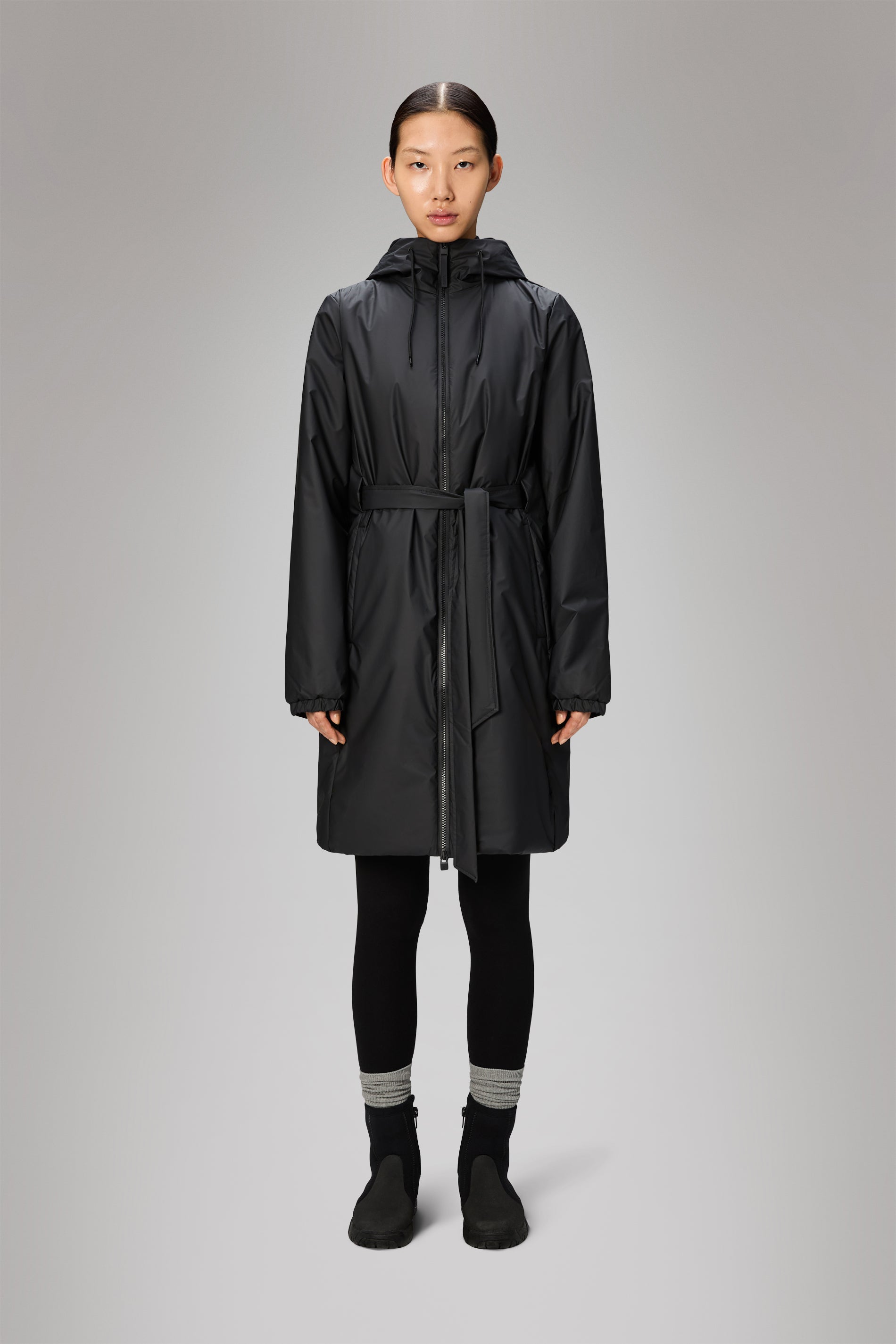 RAINS Lohja Long Insulated Curve Jacket Black Jacket