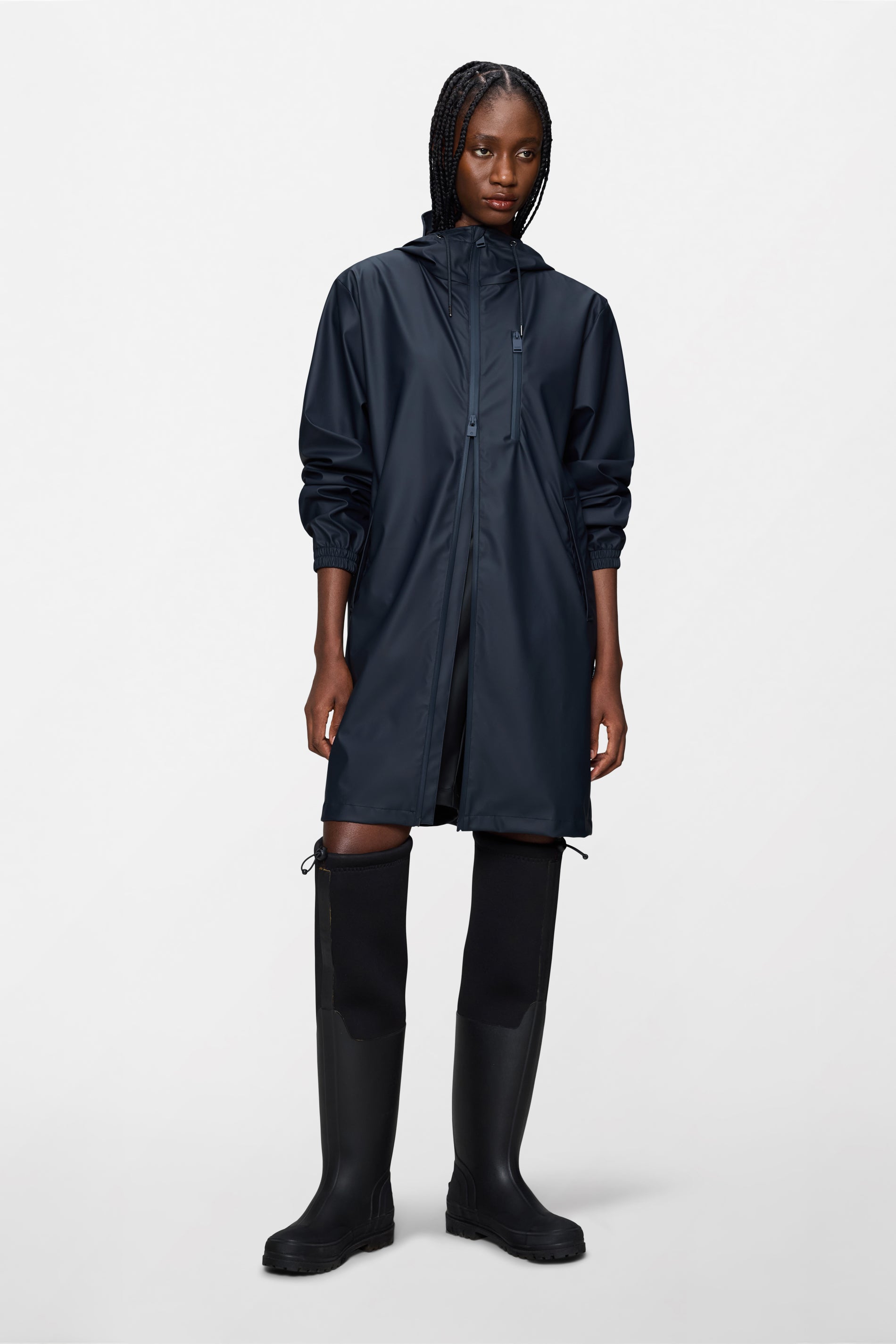 RAINS Long Storm Breaker Navy Jacket