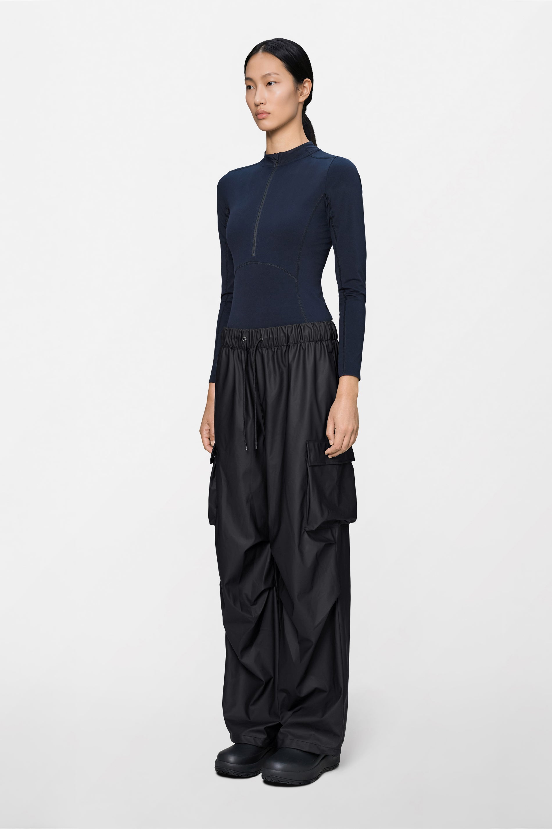 RAINS Pocket Rain Pants Wide Black Pants