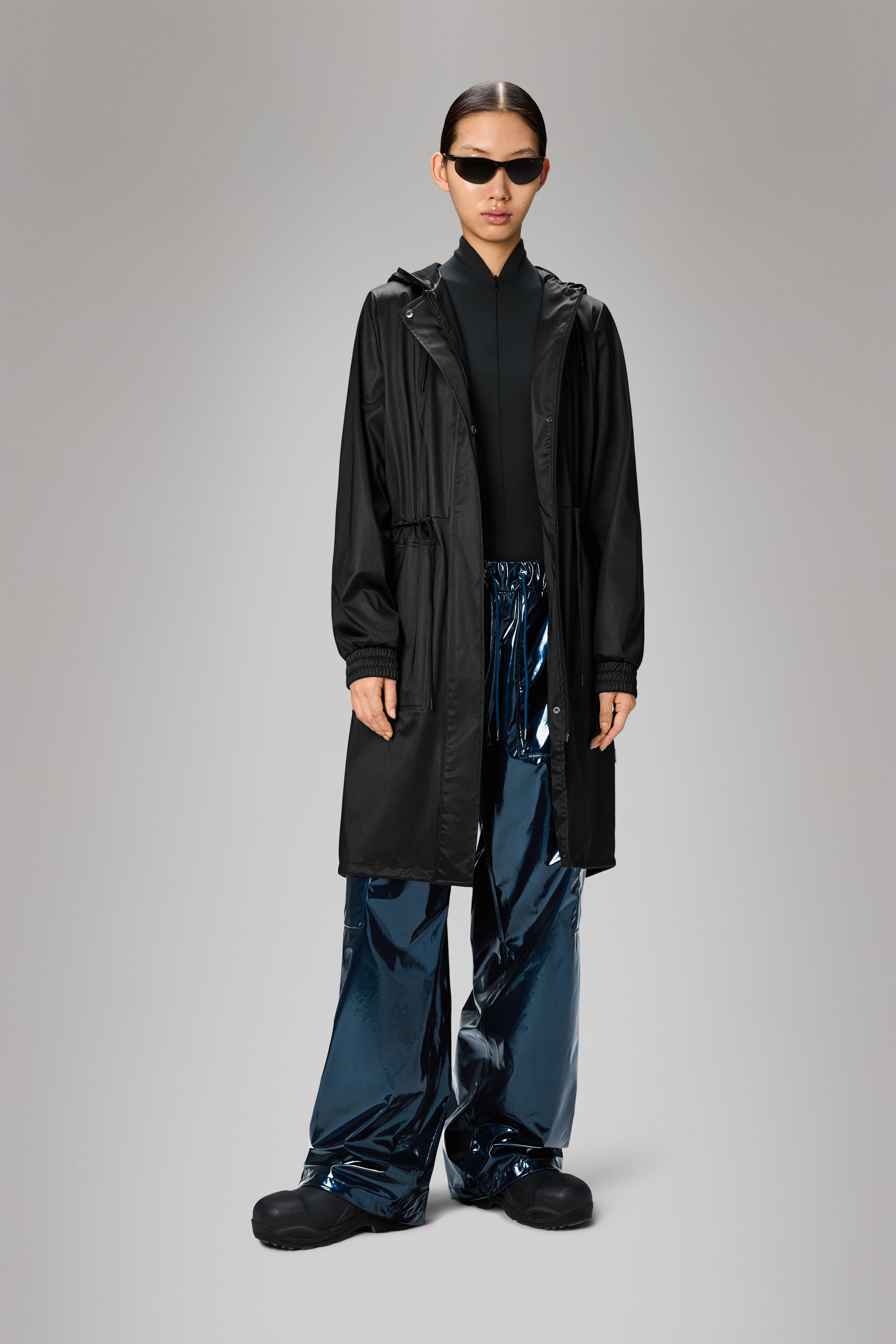 RAINS String W Parka Black Grain Jacket