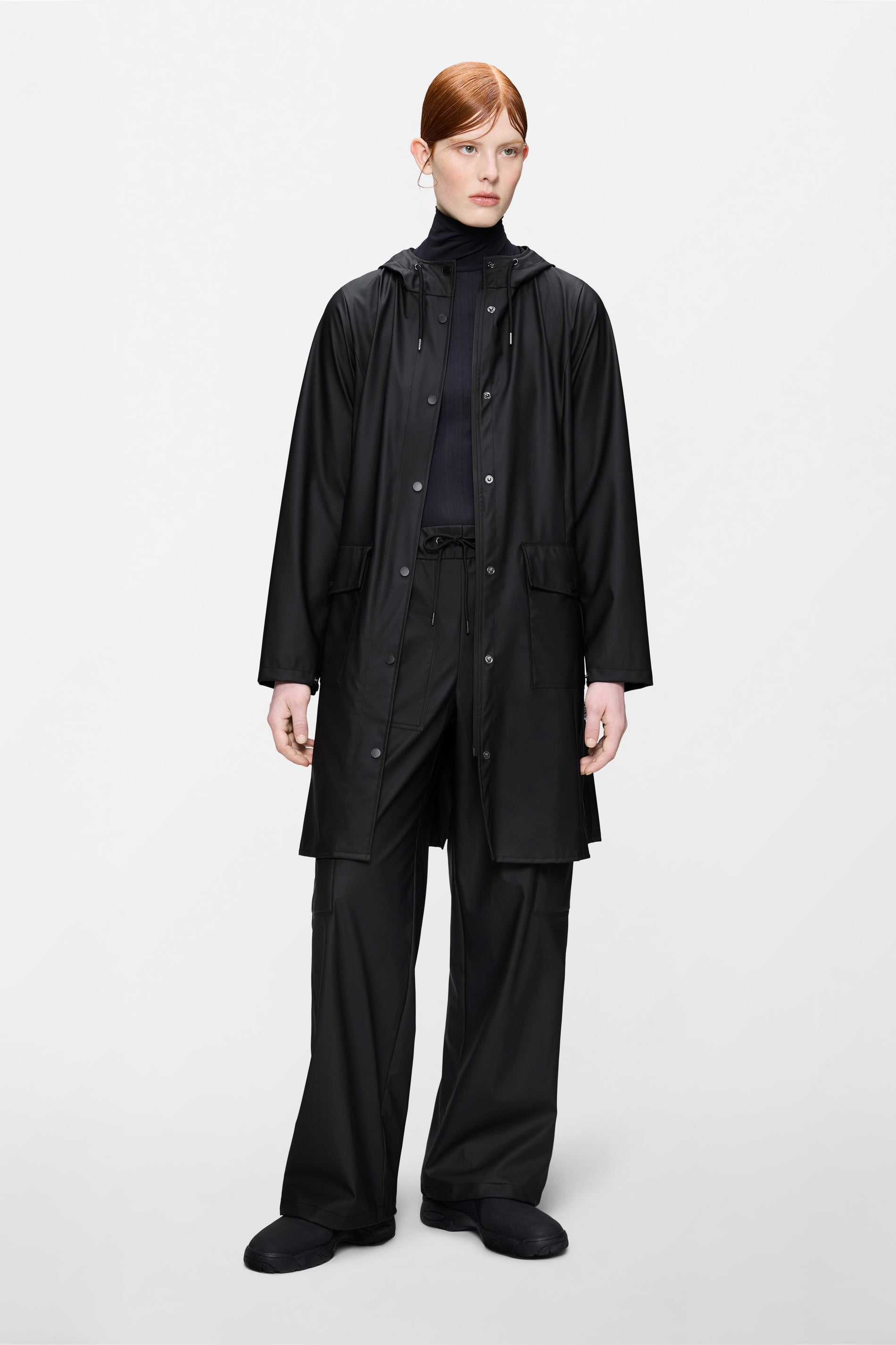 RAINS Curve Long Jacket
 Black Jacket
