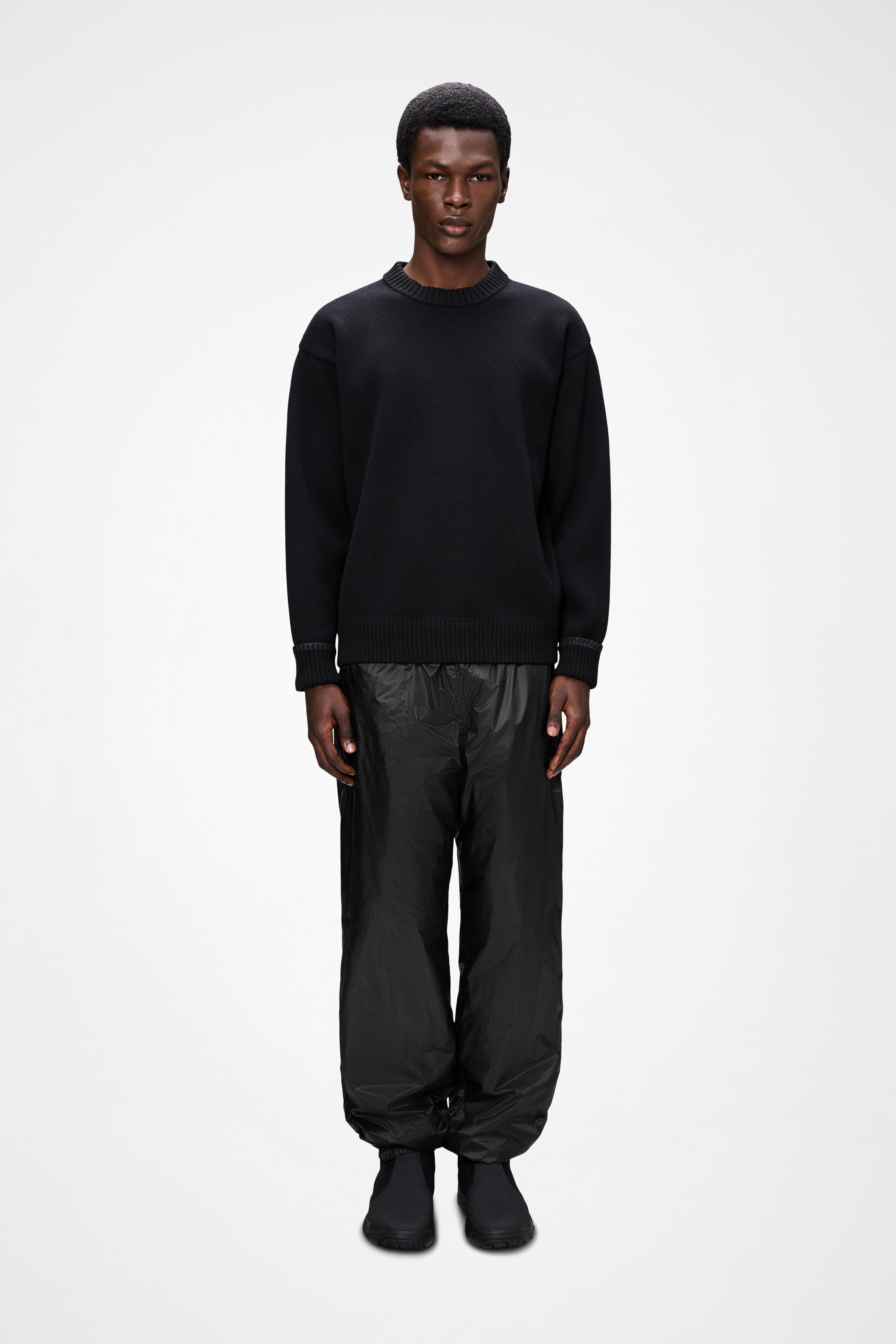 RAINS Sowa Knit Crew Neck Black Long Sleeve