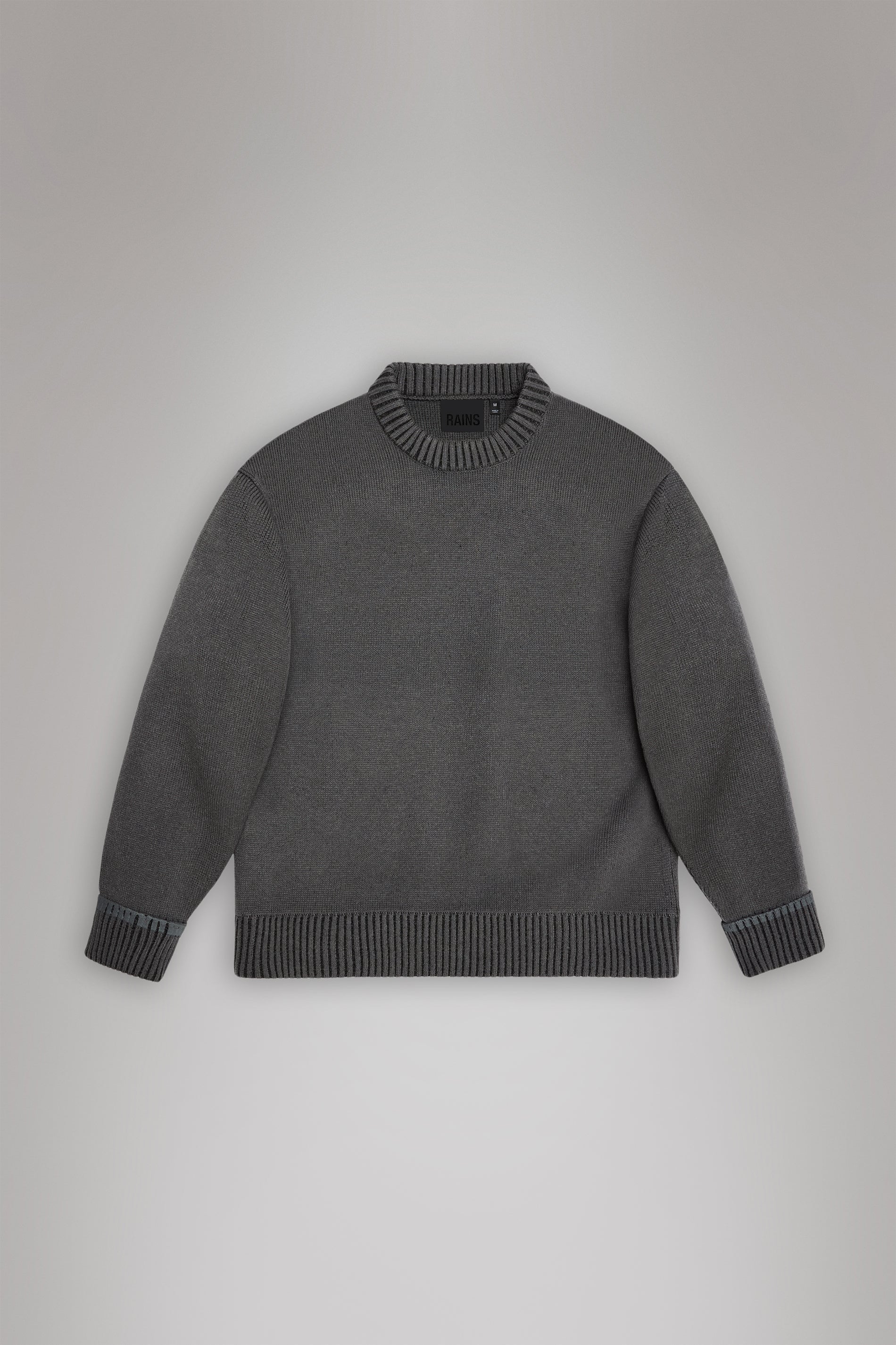RAINS Sowa Knit Crew Neck Grey/Black Long Sleeve