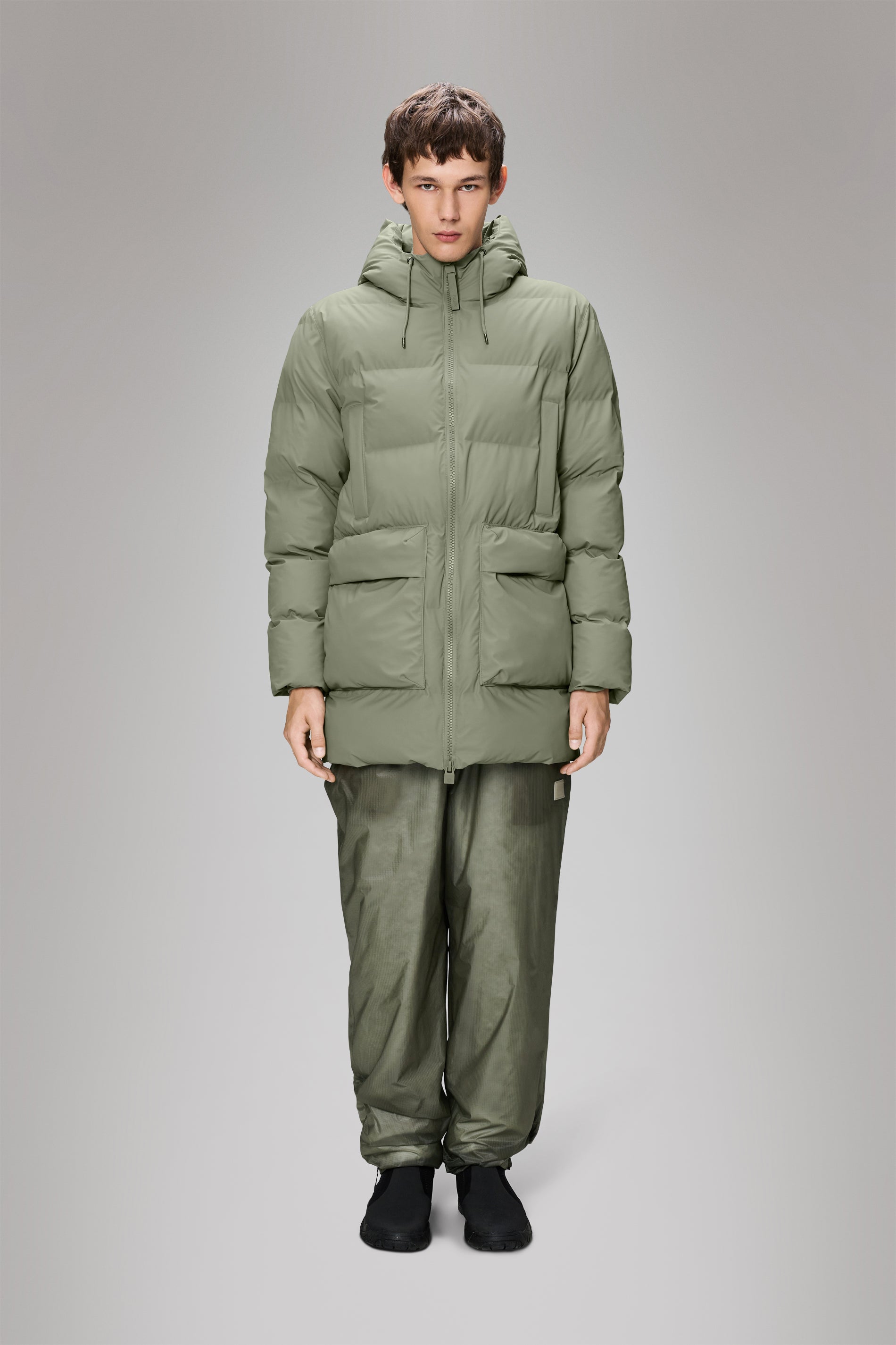 Rains Alta Long Puffer Cargo Jacket Drift Jacket