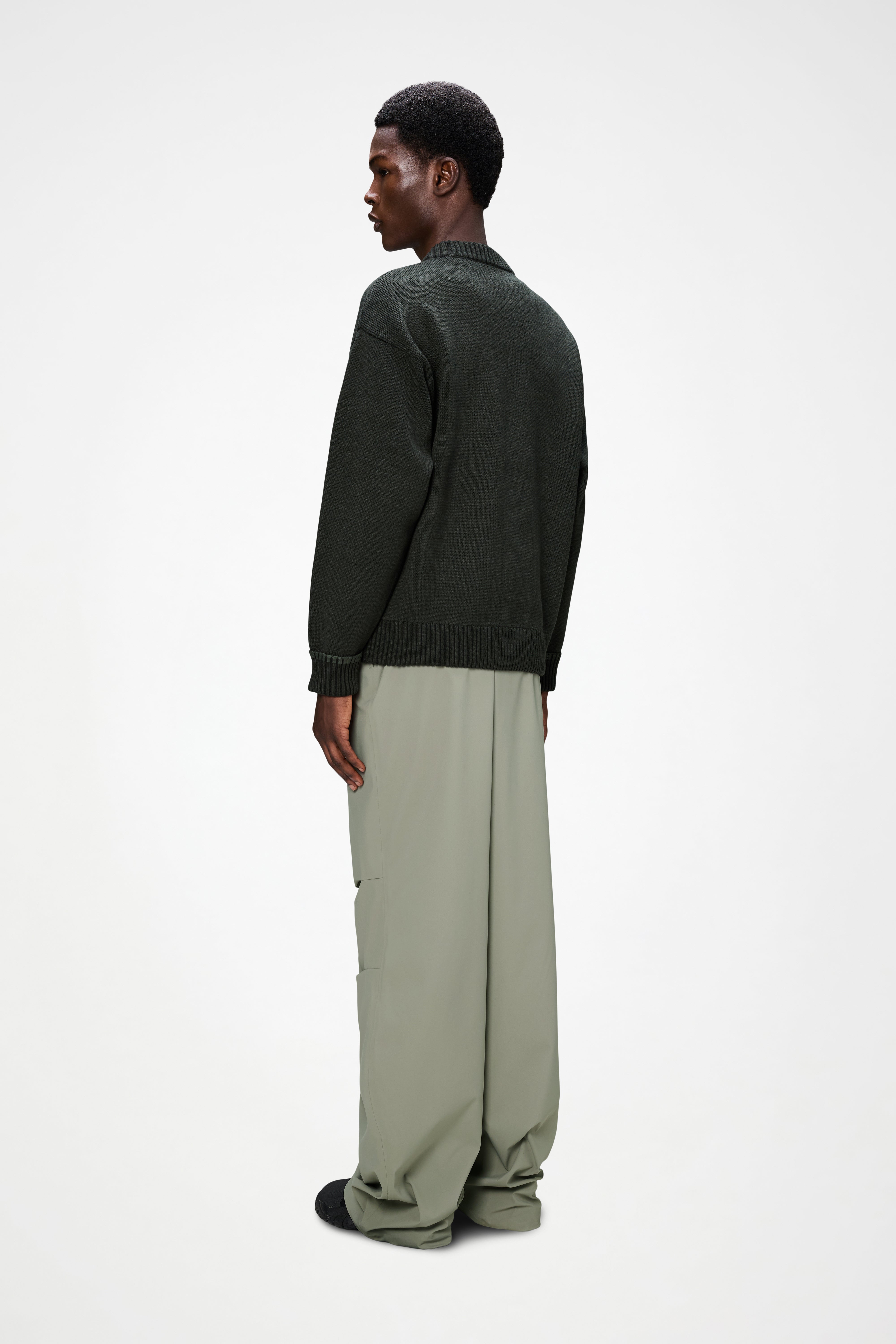 RAINS Sowa Knit Crew Neck Green/Black Long Sleeve