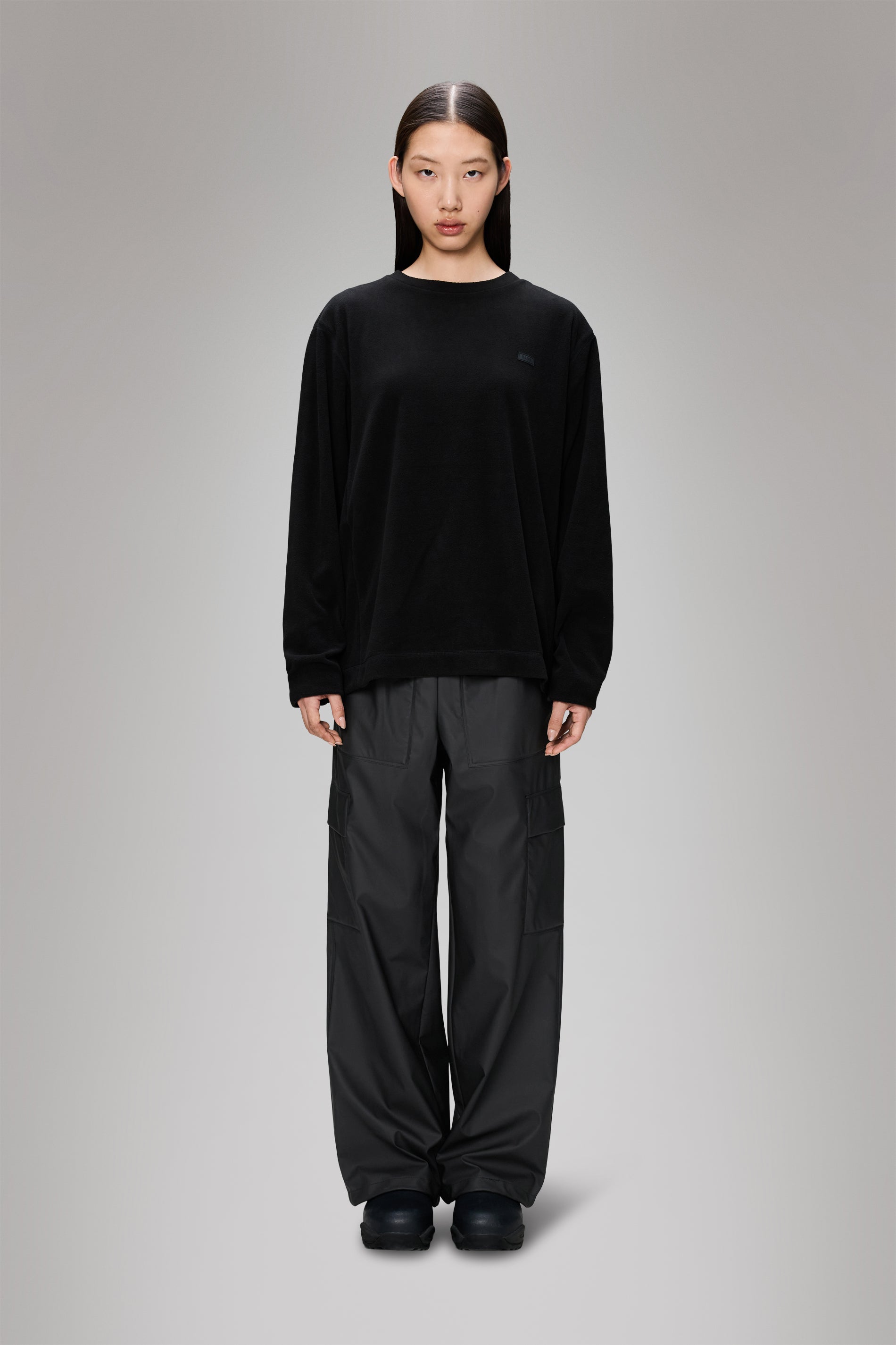 RAINS Addis Fleece Crewneck Black Crew Neck