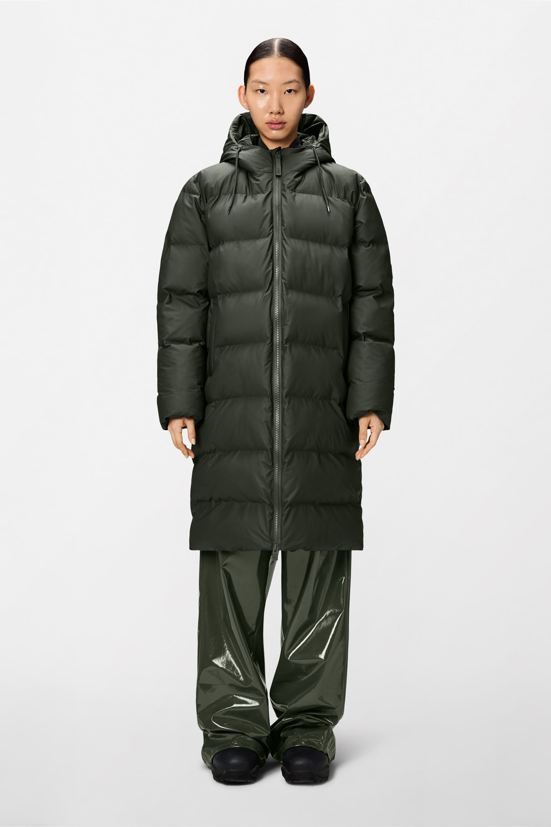 RAINS Alta Longer Puffer Jacket Green Jacket