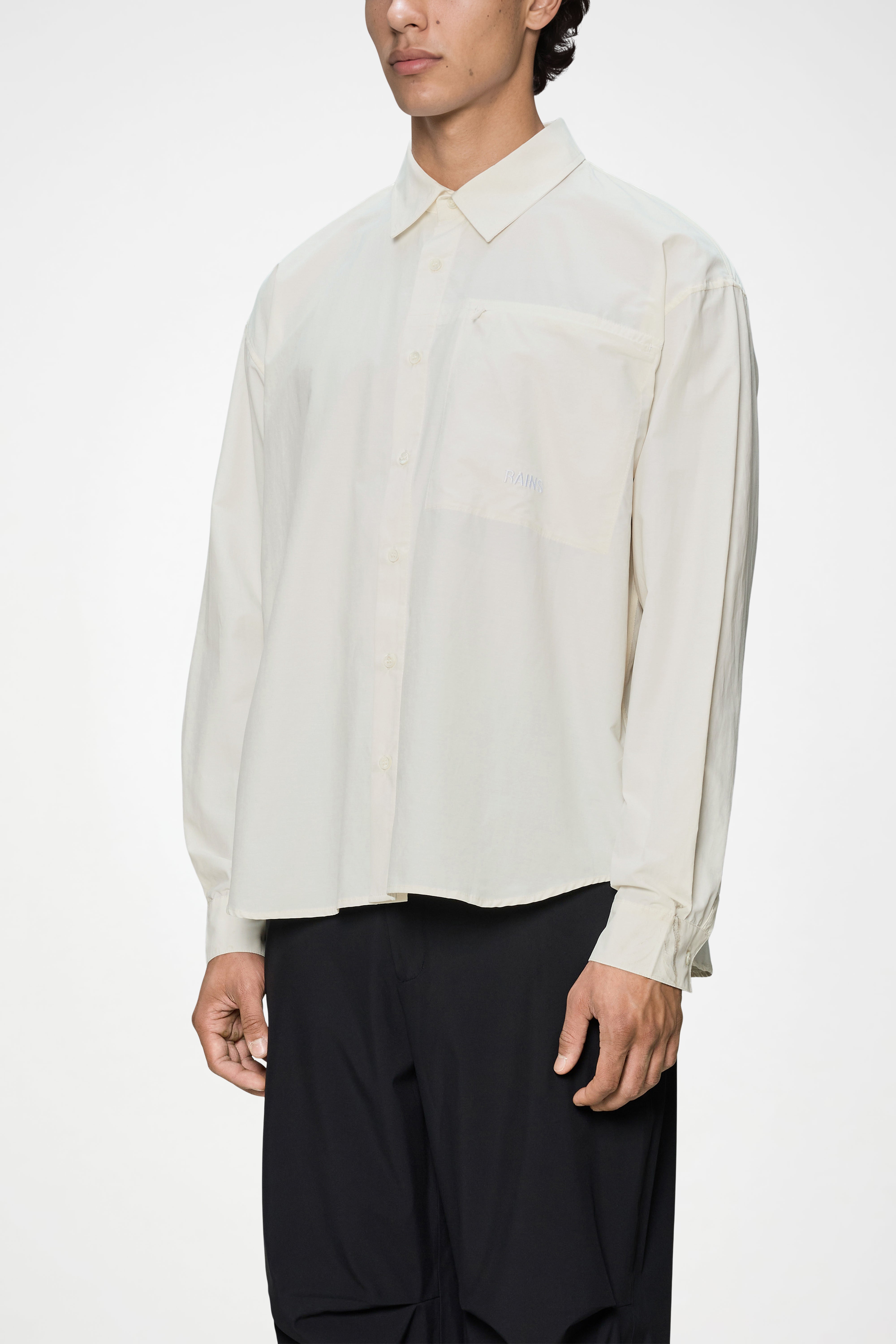 RAINS Light Woven Long Sleeve Shirt Blanc Long Sleeve