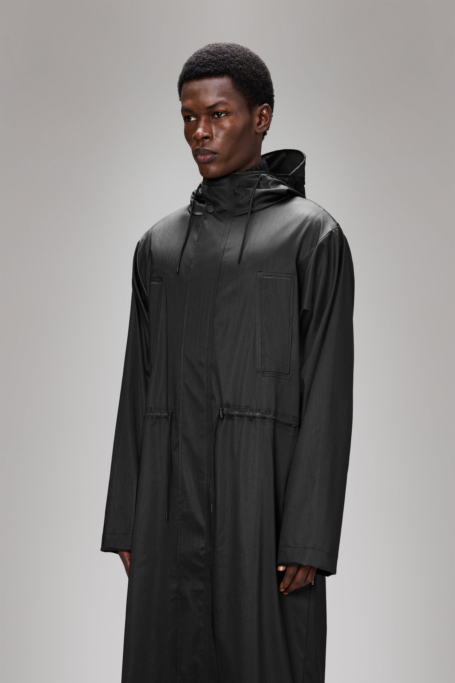 RAINS Bold Longest Jacket Black Grain Jacket