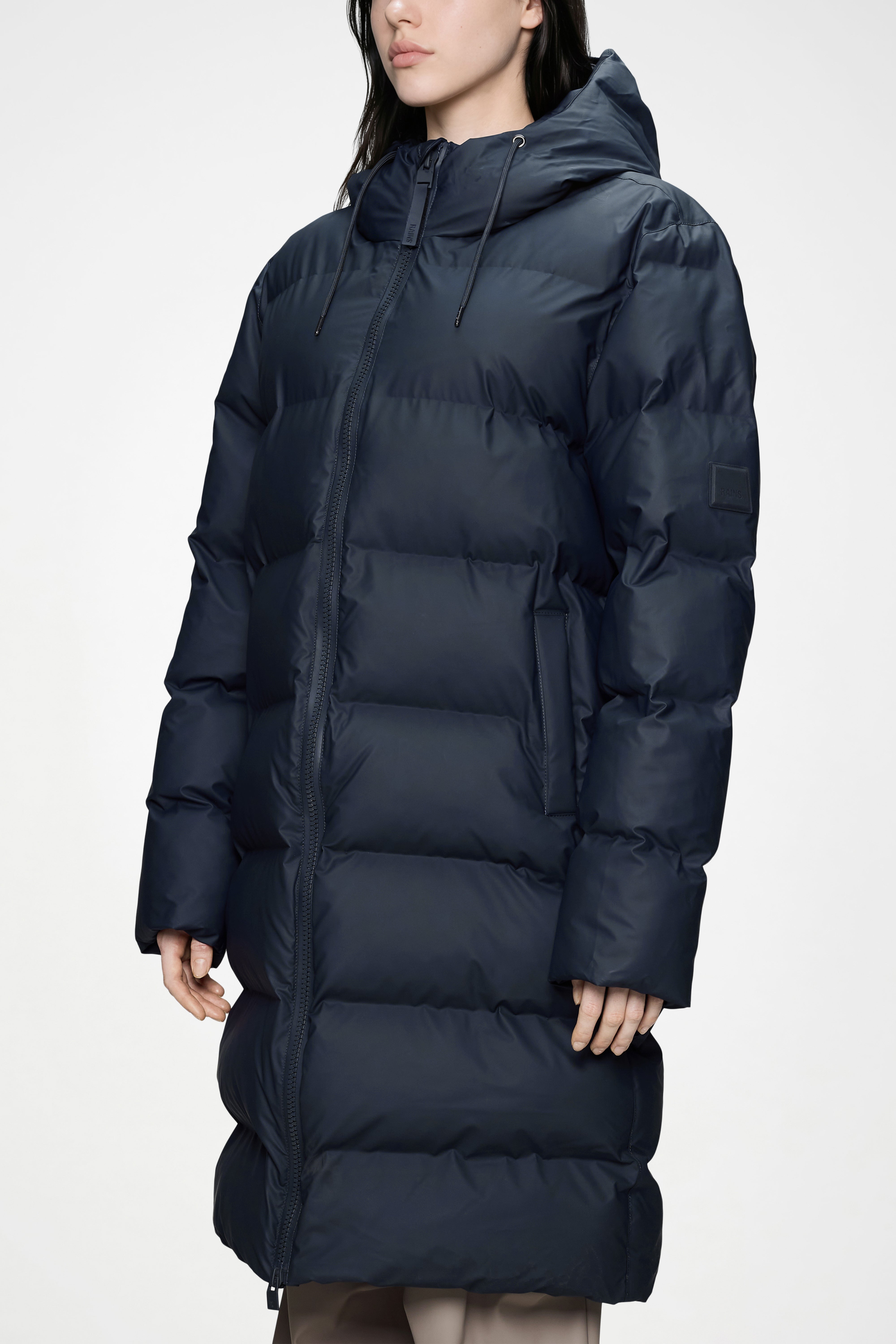 RAINS Alta Longer Puffer Jacket Navy Jacket