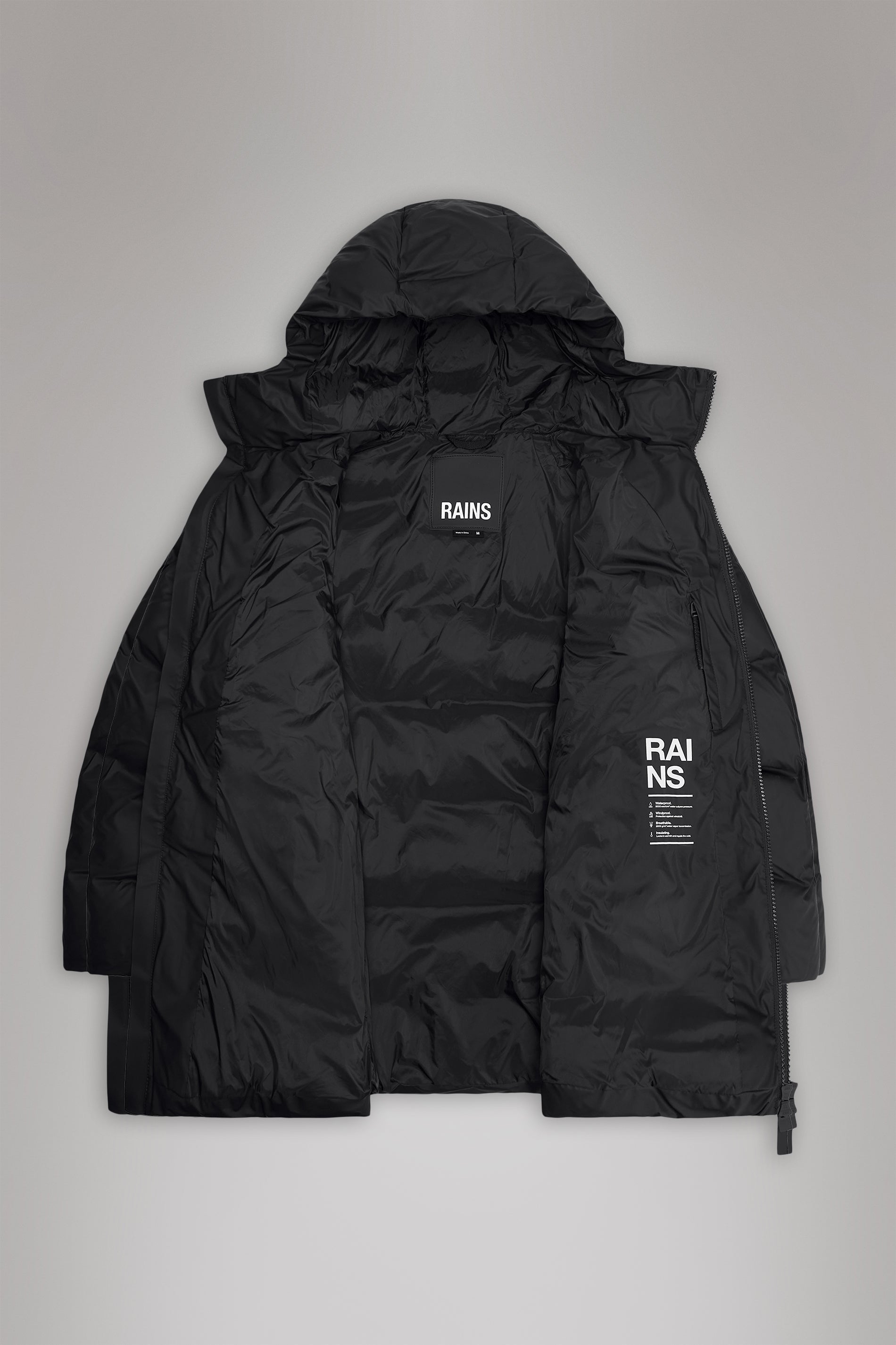 RAINS Alta Long Puffer Cargo Jacket Green Jacket