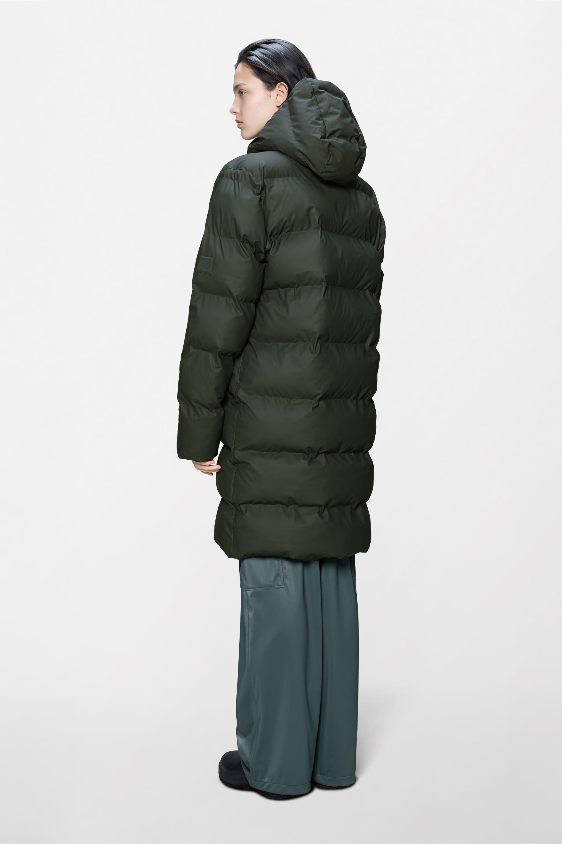 RAINS Alta Longer Puffer Jacket Green Jacket