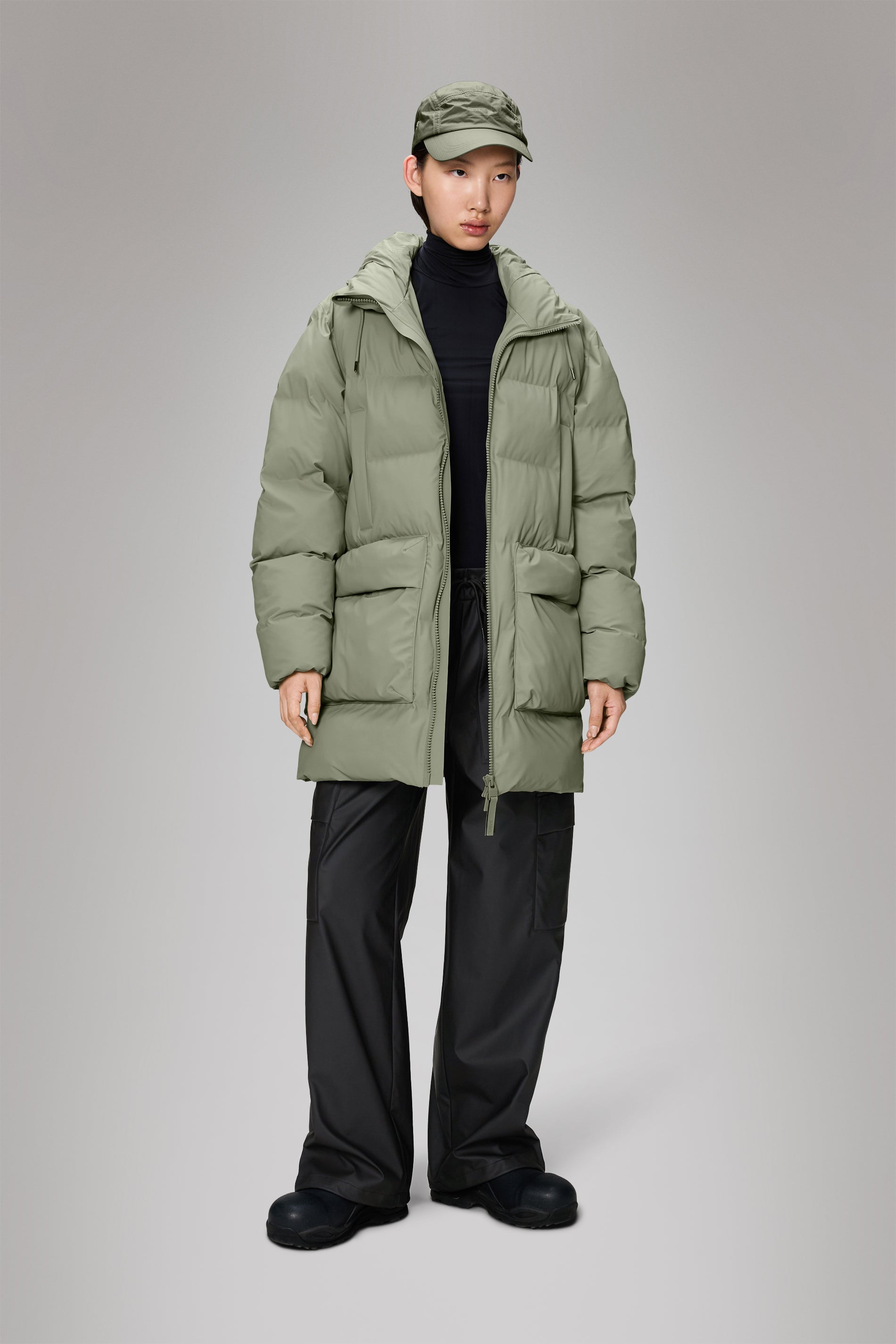 Rains Alta Long Puffer Cargo Jacket Drift Jacket