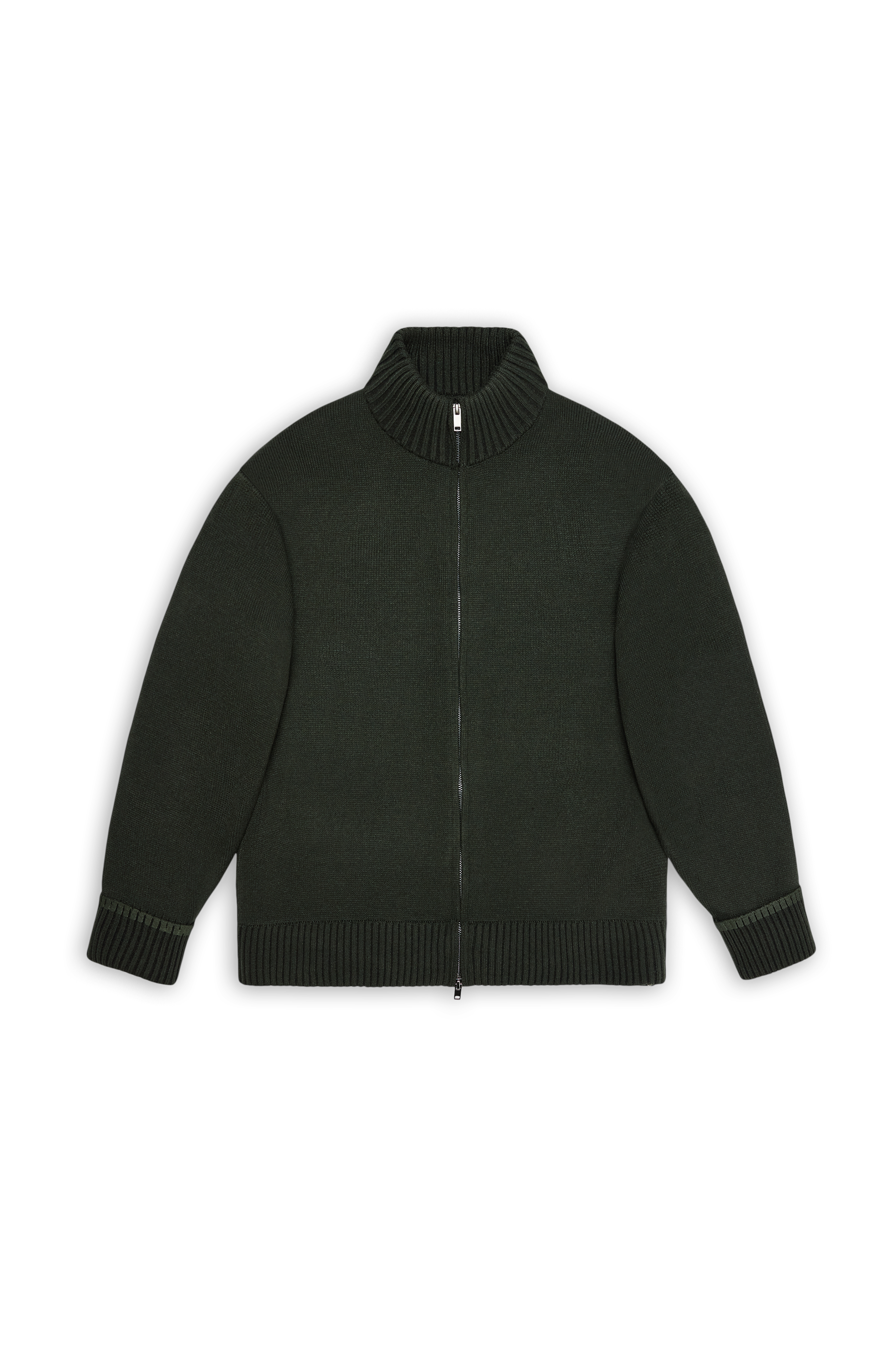 RAINS Sowa Knit Zip Cardigan Green/Black Long Sleeve
